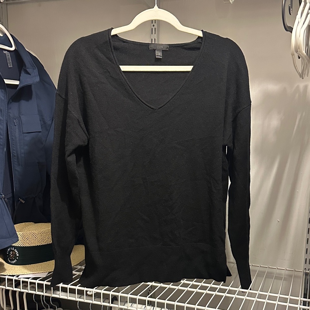 J. Crew Black Long Sleeve V-Neck Sweater